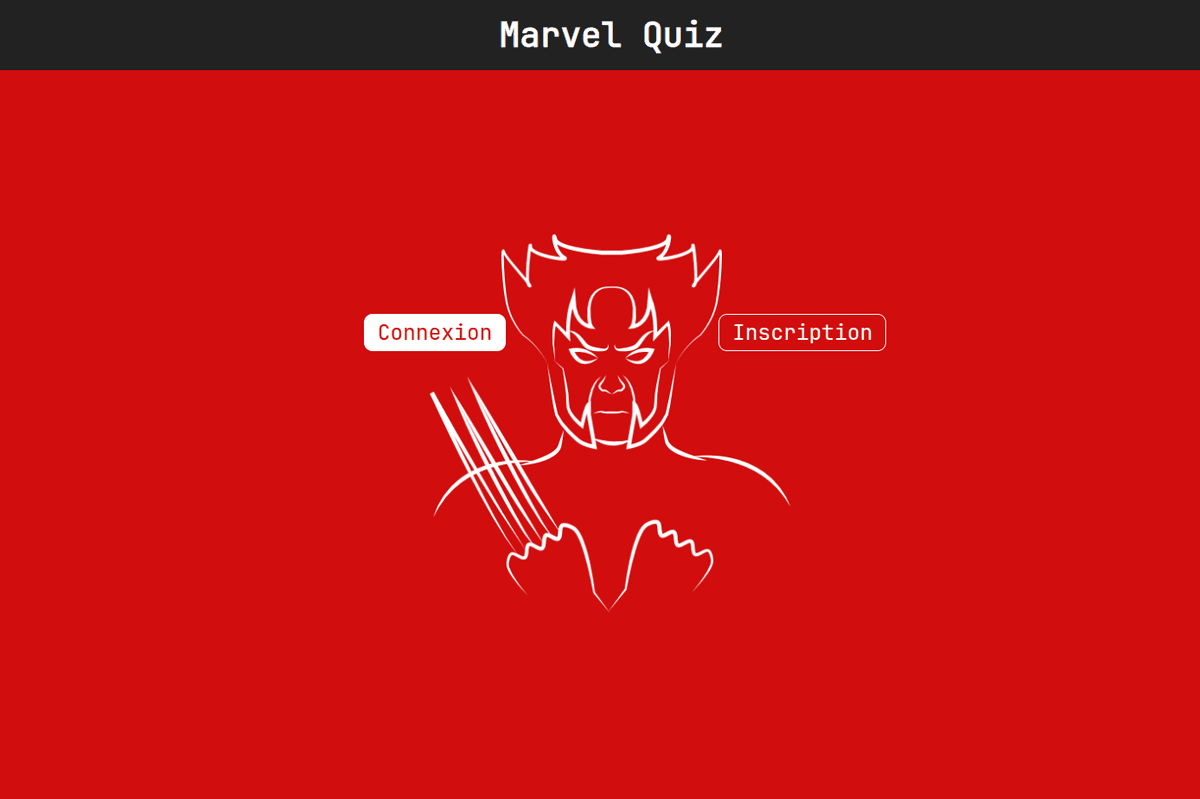 Marvel Quizz - login page